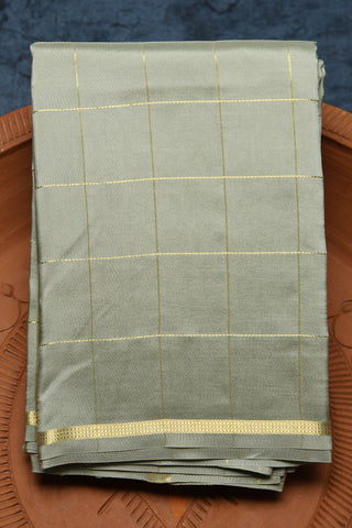 Small Border In Zari Checks Sage Green Mysore Silk Saree