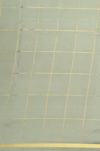 Small Border In Zari Checks Sage Green Mysore Silk Saree