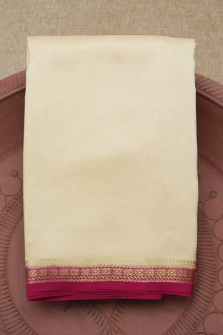 Small Contrast Zari Border Plain Ivory Mysore Silk Saree