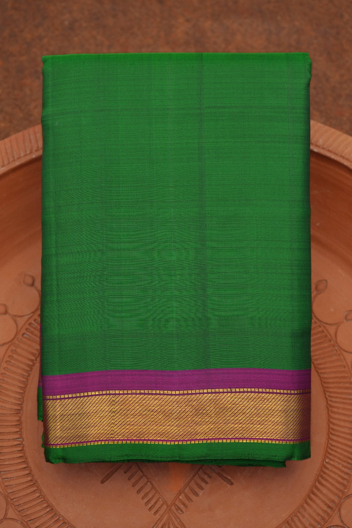 Small Zari Border Forest Green Kanchipuram Silk Saree