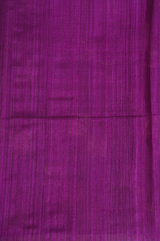 Square Box Border In Plain Purple Tussar Silk Saree