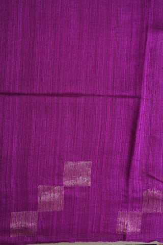 Square Box Border In Plain Purple Tussar Silk Saree