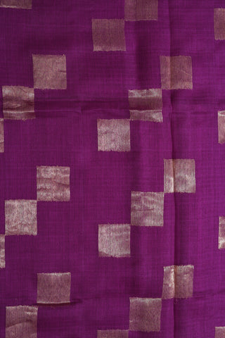 Square Box Border In Plain Purple Tussar Silk Saree