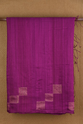Square Box Border In Plain Purple Tussar Silk Saree