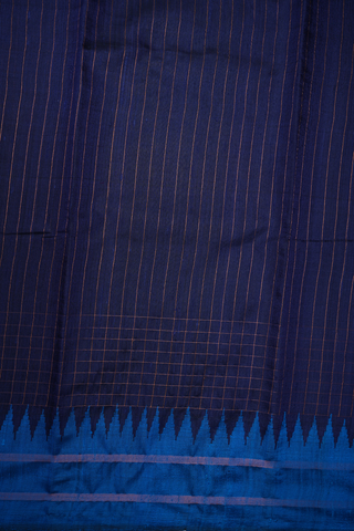 Stripes Design Navy Blue Jute Saree