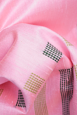 Stripes Design Pink Jute Saree