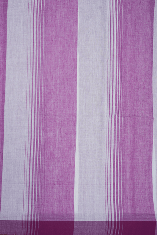 Stripes Design Purple And White Bengal Cotton Saree