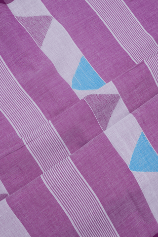 Stripes Design Purple And White Bengal Cotton Saree