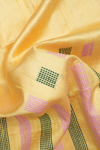 Stripes Design Royal Yellow Jute Saree