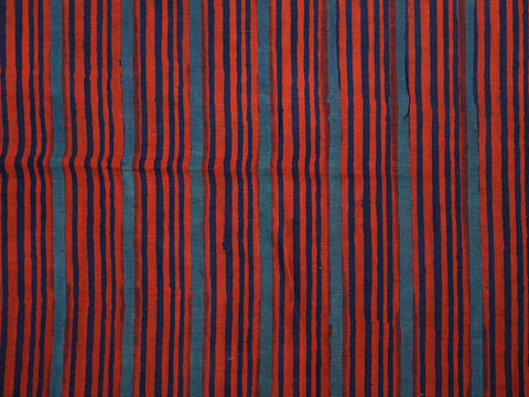 Stripes Red And Navy Blue Chanderi Cotton Unstitched Salwar Material