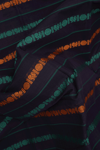 Threadwork Design Plum Brown Chettinadu Cotton Saree