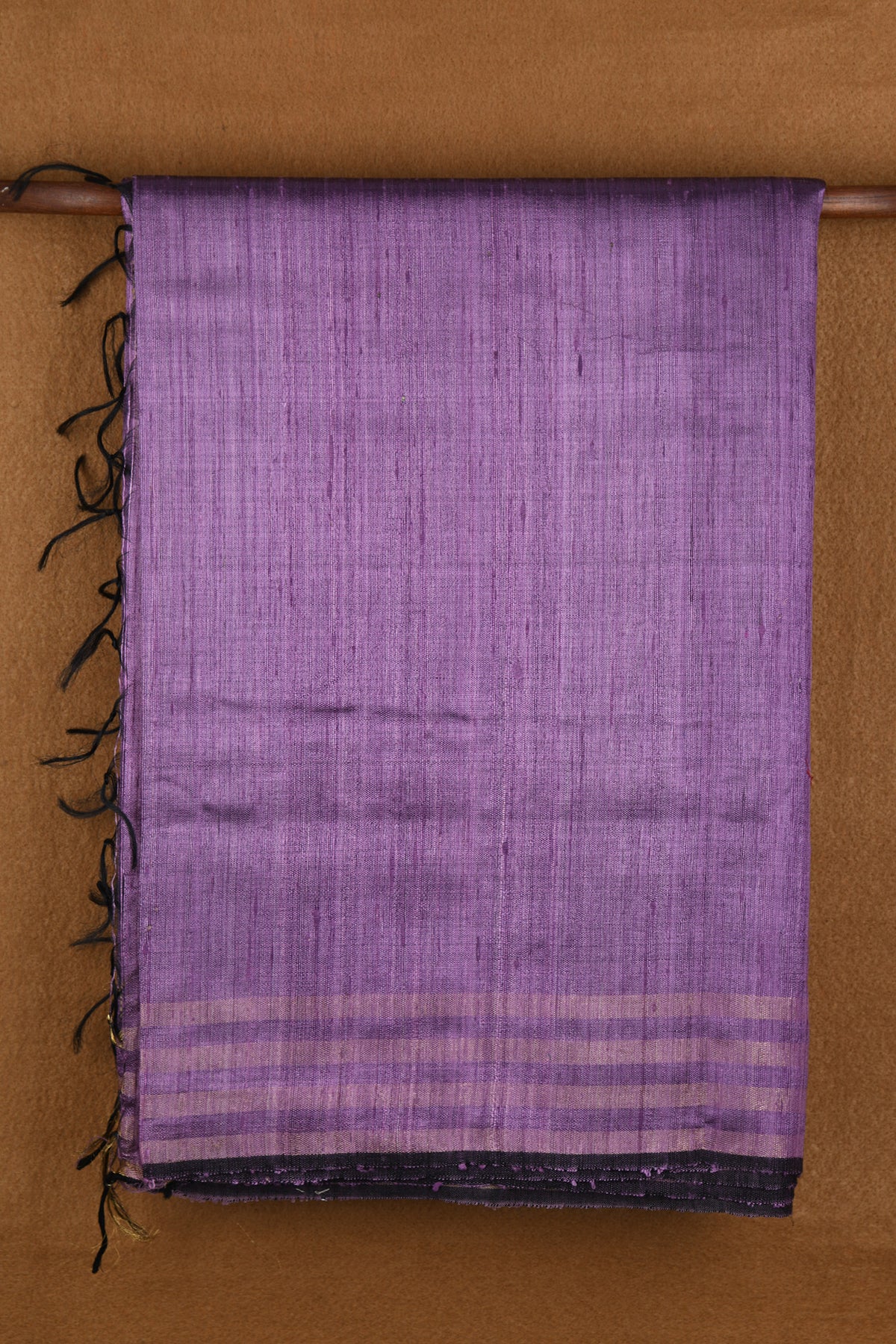 Stripes Zari Border In Plain Purple Jute Silk Saree