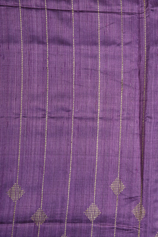 Stripes Zari Border In Plain Purple Jute Silk Saree