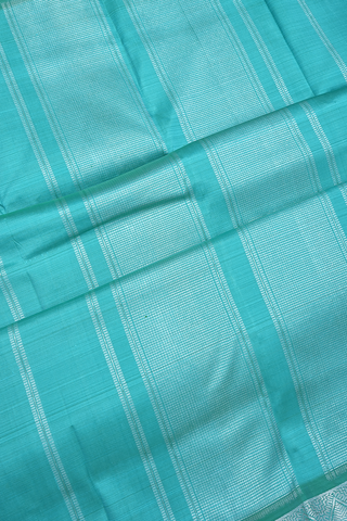 Triangle Border Plain Deep Sky Blue Kanchipuram Silk Saree