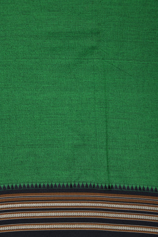 Temple Border Forest Green Dharwad Cotton Saree