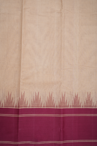 Temple Border Plain Mustard Brown Kanchi Cotton Saree