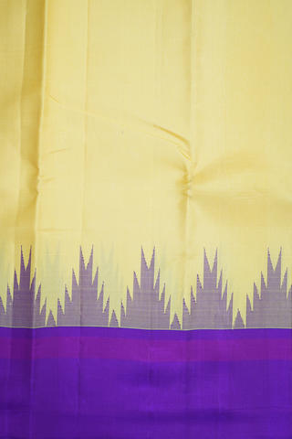 Temple Border Plain Pastel Yellow Kanchipuram Silk Saree