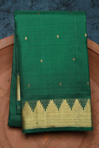 Temple Border With Zari Buttis Green Kanchipuram Silk Saree