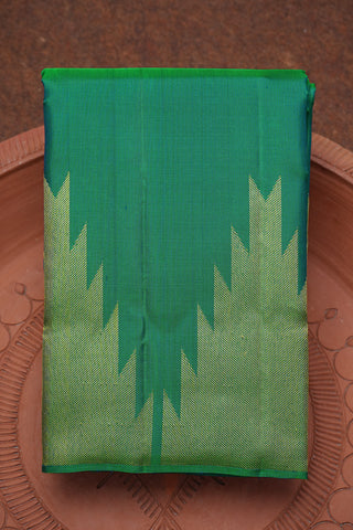 Temple Design Zari Border Emerald Green Kanchipuram Silk Saree