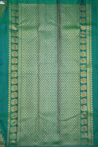 Temple Design Zari Border Emerald Green Kanchipuram Silk Saree