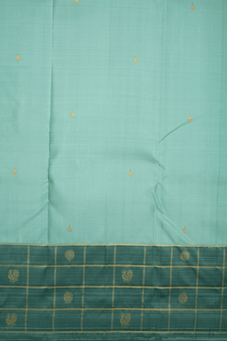 Thilagam Zari Buttis Mint Green Kanchipuram Silk Saree