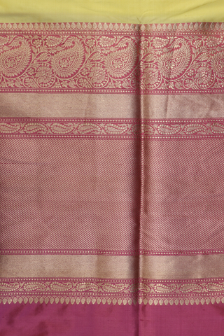 Thilagam Zari Motifs Light Yellow Banarasi Silk Saree