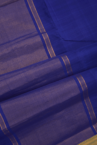 Thoranam Border Plain Indigo Blue Mangalagiri Cotton Saree