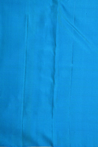 Thread Work With Turquoise Blue Kanchipuram Silk Saree