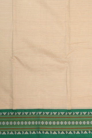 Thread Work Ganga Jamuna Border In Plain Ivory Dharwad Cotton Saree