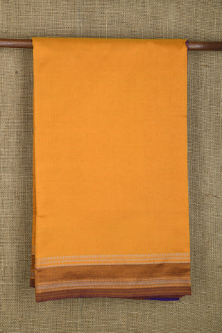 Thread Work Border In Plain Mustard Yellow Poly Cotton Saree