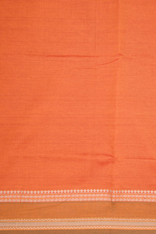 Thread Work Border In Plain Orange Poly Cotton Saree