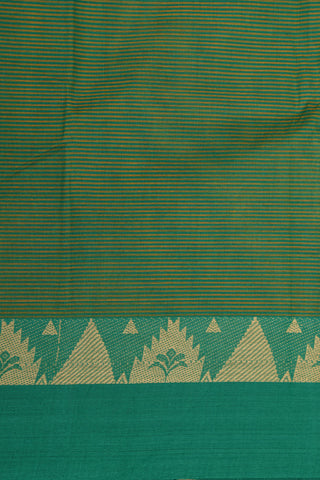 Thread Work Border In Stripes Pine Green Chettinad Cotton Saree