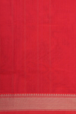 Thread Work Border In Stripes Red Coimbatore Cotton Saree