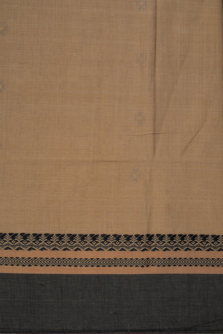 Thread Work Border With Jamdhani Buttis Brown Bengal Cotton Saree