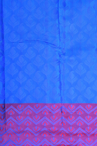 Thread Work Chevron Border With Paisley Design Azure Blue Kanchipuram Silk Saree