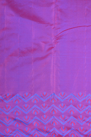 Thread Work Chevron Border With Paisley Design Azure Blue Kanchipuram Silk Saree