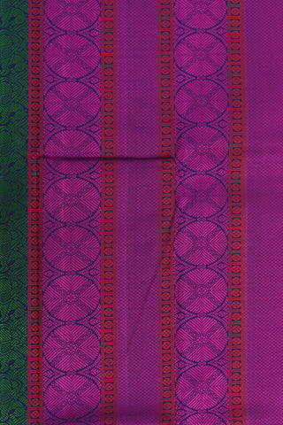 Threadwork Contrast Border Cream Color Kanchipuram Silk Saree