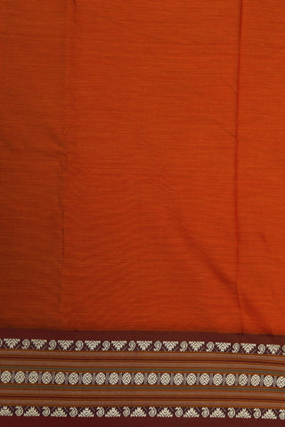 Thread Work Ganga Jamuna Border In Plain Rust Orange Dharwad Cotton Saree