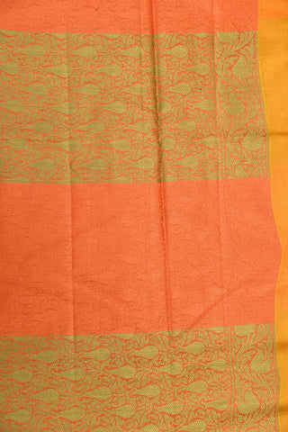 Thread Work Floral Buttas Mango Yellow Raw Silk Saree