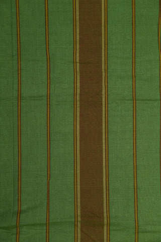 Thread Work Peacock Border In Plain Leaf Green Chettinad Cotton Saree