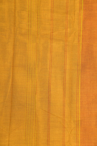 Thread Work Peacock Border In Plain Mustard Yellow Chettinad Cotton Saree