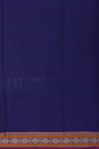 Thread Work Rudraksh Border With Checks And Buttis Navy Blue Coimbatore Cotton Saree