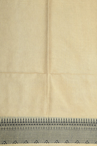 Thread Work Temple Border In Plain Ivory Jute Silk Saree