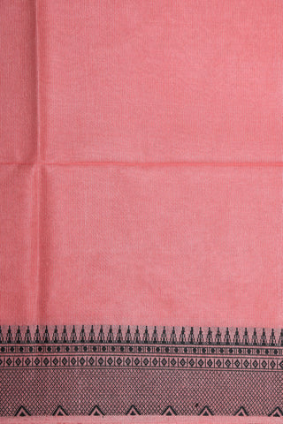 Thread Work Temple Border In Plain Baby Pink Jute Silk Saree