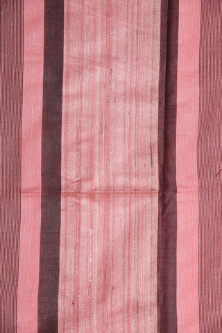 Thread Work Temple Border In Plain Baby Pink Jute Silk Saree