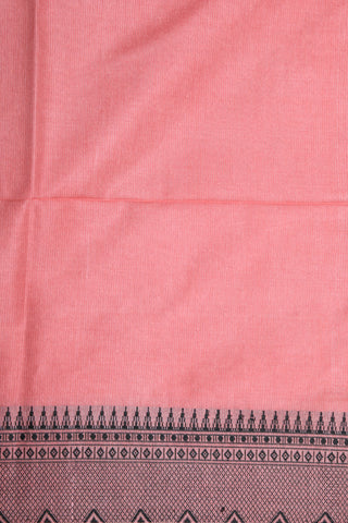 Thread Work Temple Border In Plain Baby Pink Jute Silk Saree