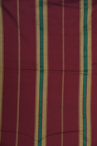 Thread Work Temple Border In Plain Beige Dharwad Cotton Saree