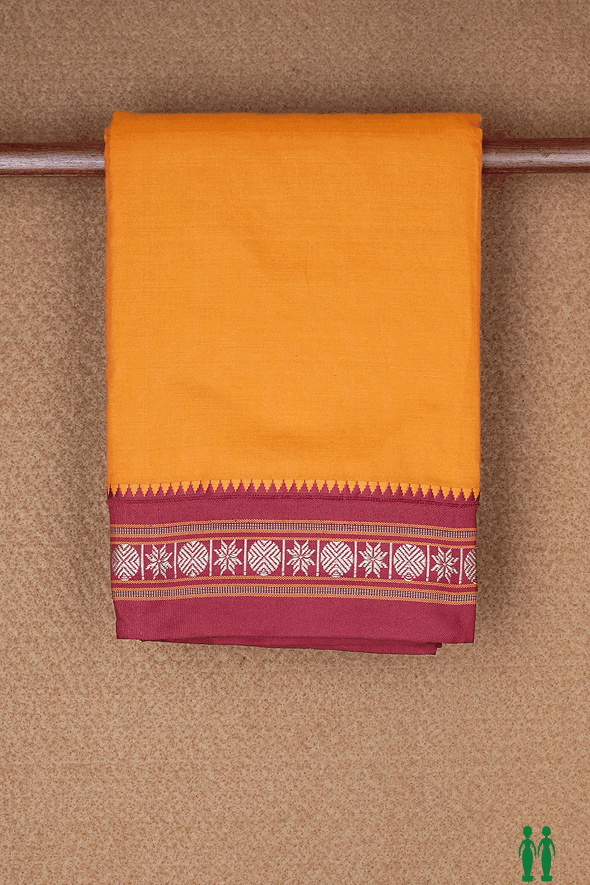 Threadwork Border Plain Honey Orange Dharwad Cotton Saree