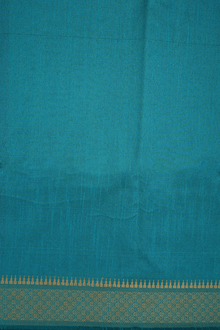 Threadwork Border Plain Teal Blue Semi Jute Saree