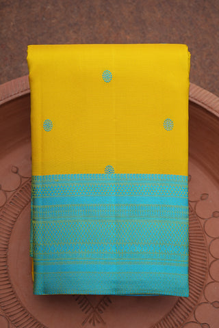 Threadwork Border Sunflower Yellow Kanchipuram Silk Saree